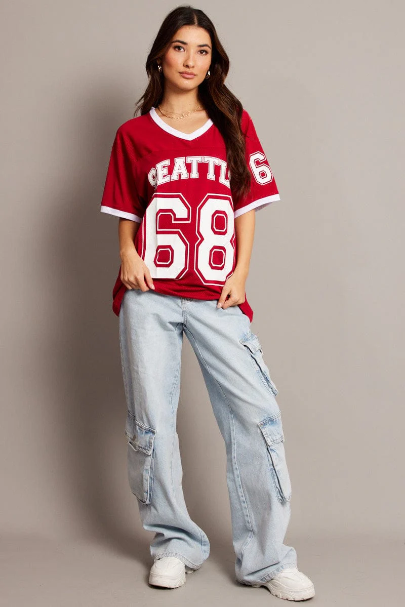 Red Graphic Tee Short Sleeve - Image 2