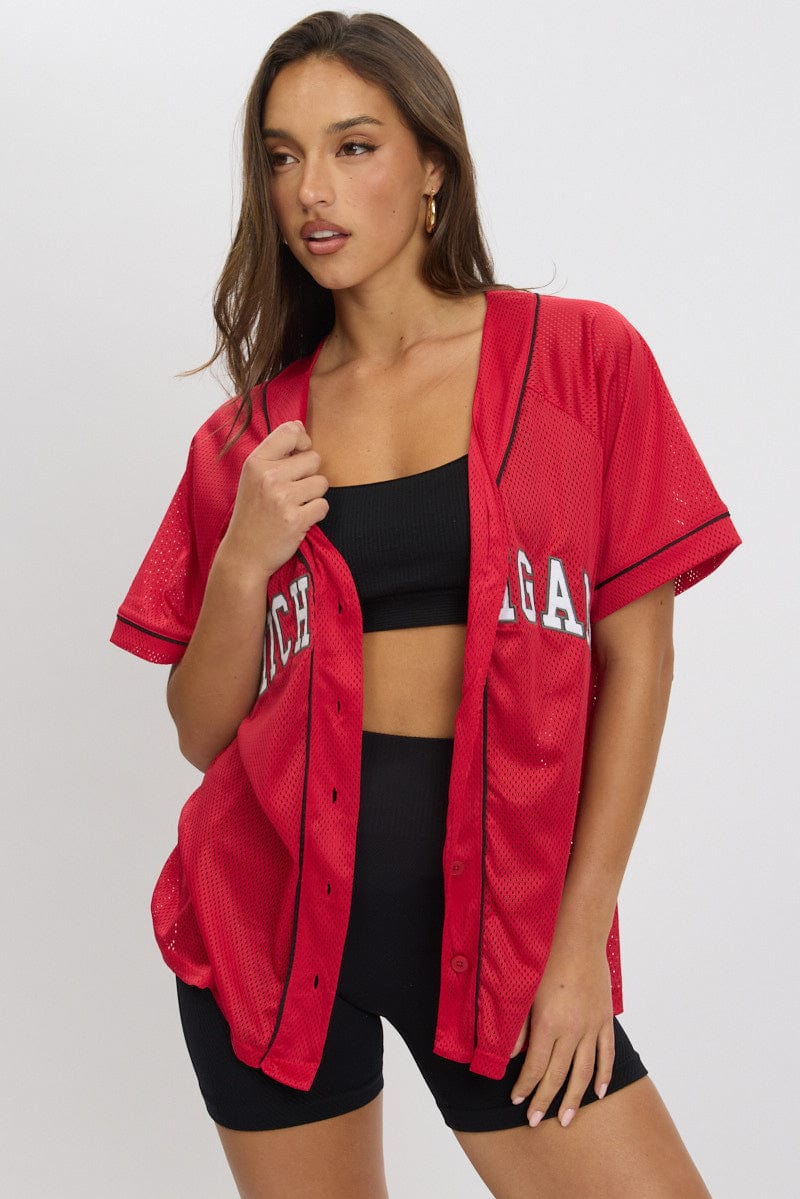 Red Graphic Top Oversized Short Sleeve - Image 2