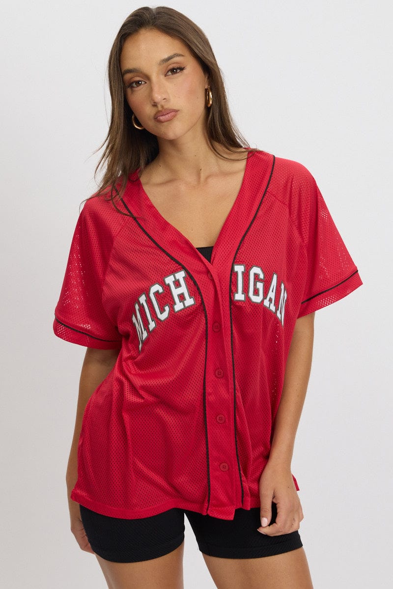 Red Graphic Top Oversized Short Sleeve - Image 3