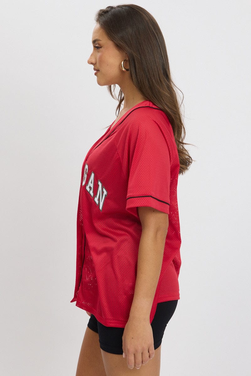Red Graphic Top Oversized Short Sleeve - Image 4