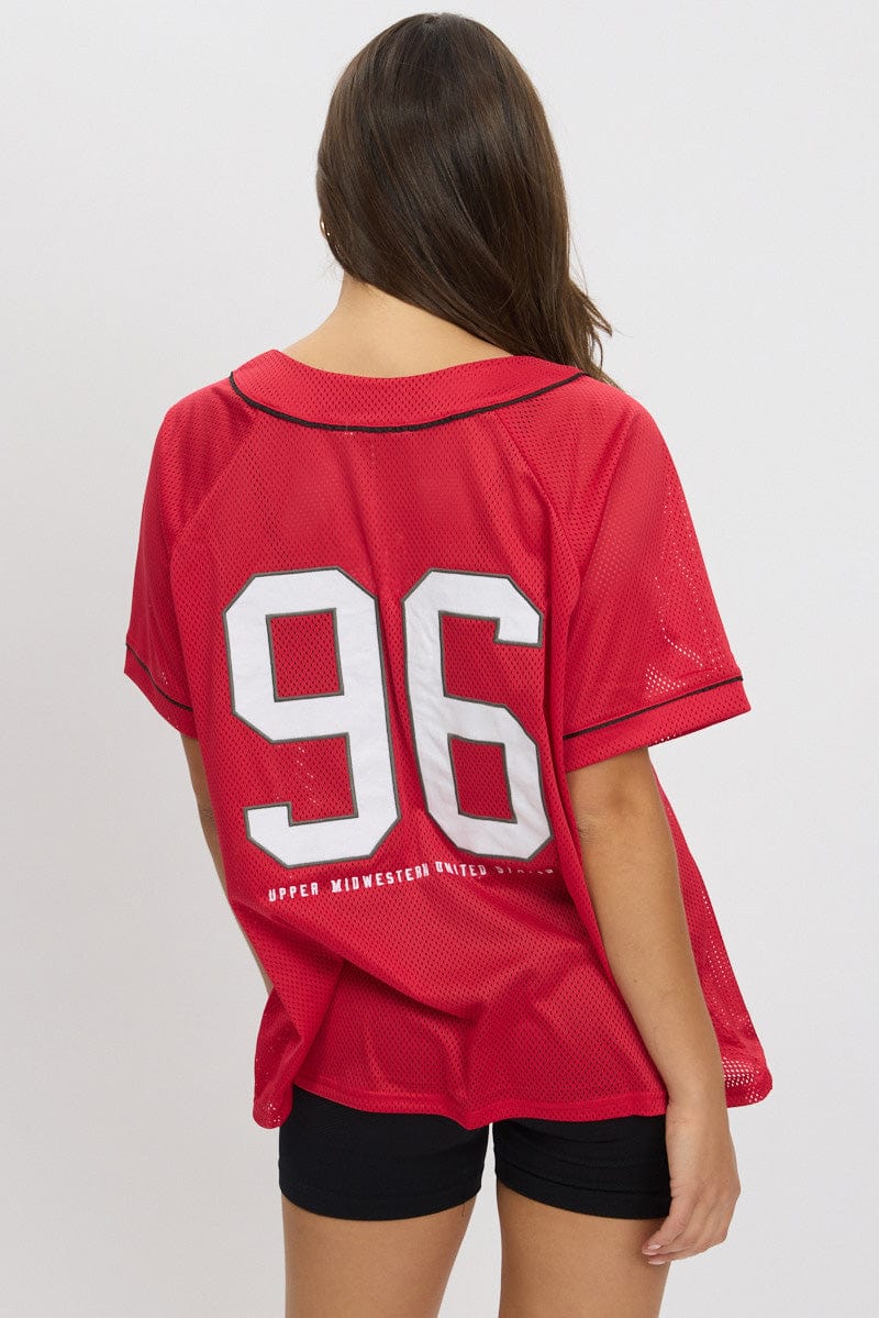 Red Graphic Top Oversized Short Sleeve - Image 5