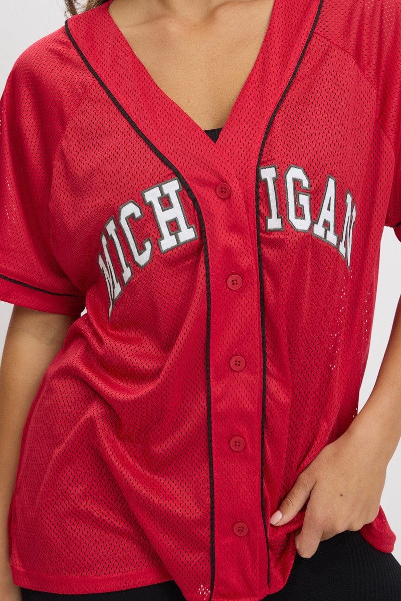 Red Graphic Top Oversized Short Sleeve - Image 6
