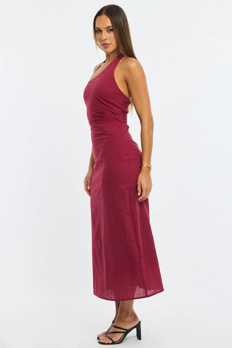 Red Halter Maxi Dress - Image 3
