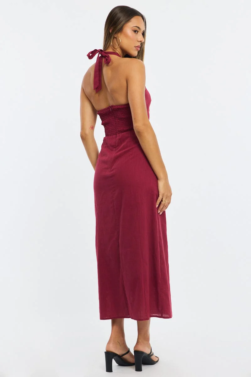 Red Halter Maxi Dress - Image 4