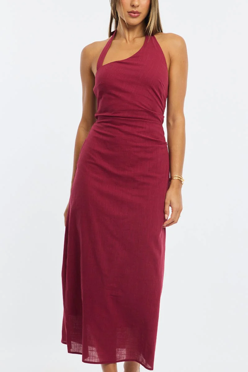 Red Halter Maxi Dress - Image 5
