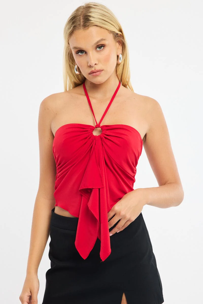 Red Halter Top Sleeveless