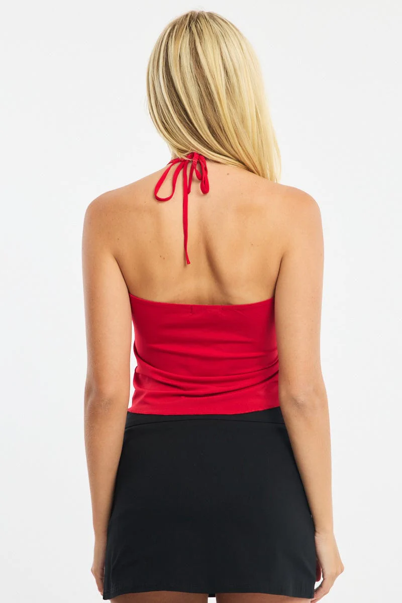 Red Halter Top Sleeveless - Image 4