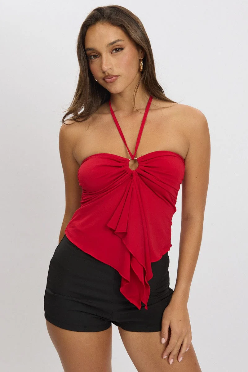 Red Halter Top Sleeveless - Image 2