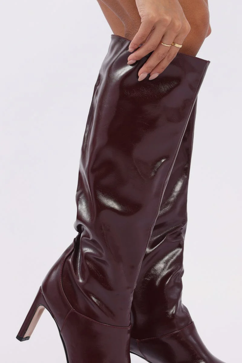 Red Knee High Boots - Image 3