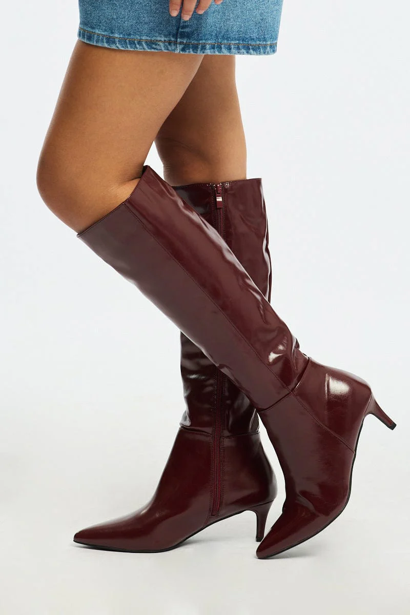Red Knee High Boots