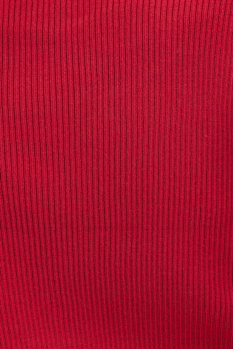 Red Knit Top Lace up Detail - Image 6