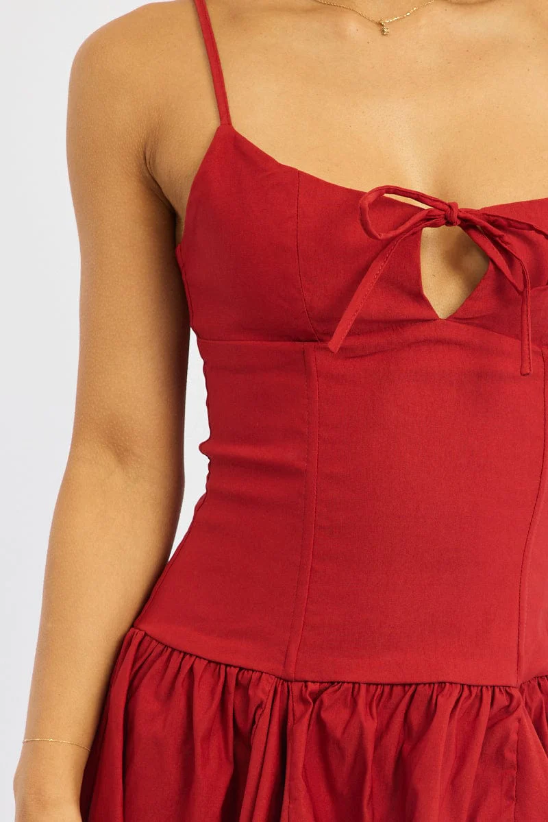 Red Mini Dress Drop Waist - Image 5