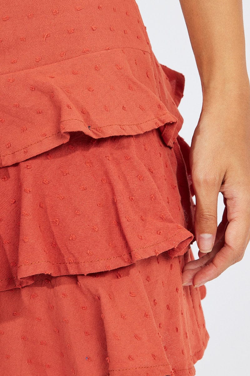 Red Mini Skirt Frilled - Image 6