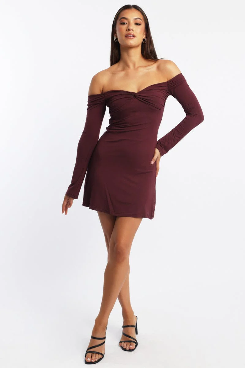 Red Off Shoulder Mini Dress - Image 2
