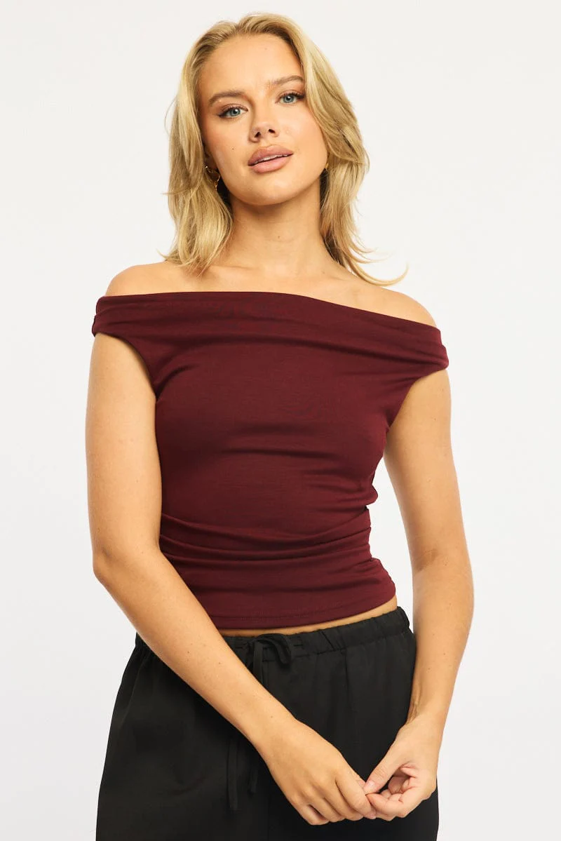 Red Off Shoulder Top
