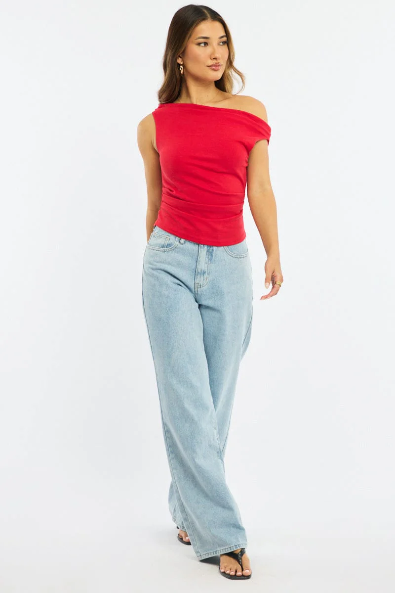 Red Off Shoulder Top - Image 2