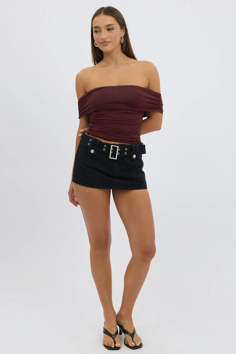 Red Off Shoulder Top Supersoft - Image 2