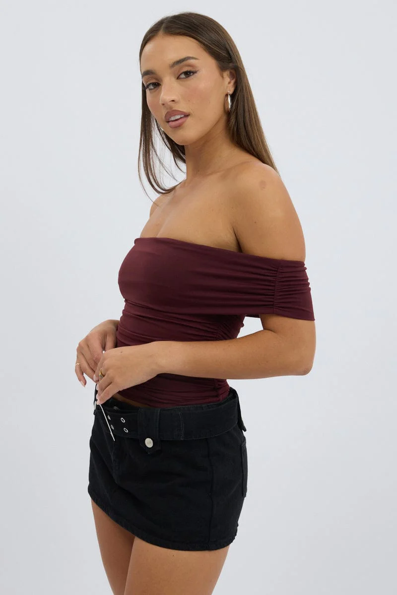 Red Off Shoulder Top Supersoft - Image 4