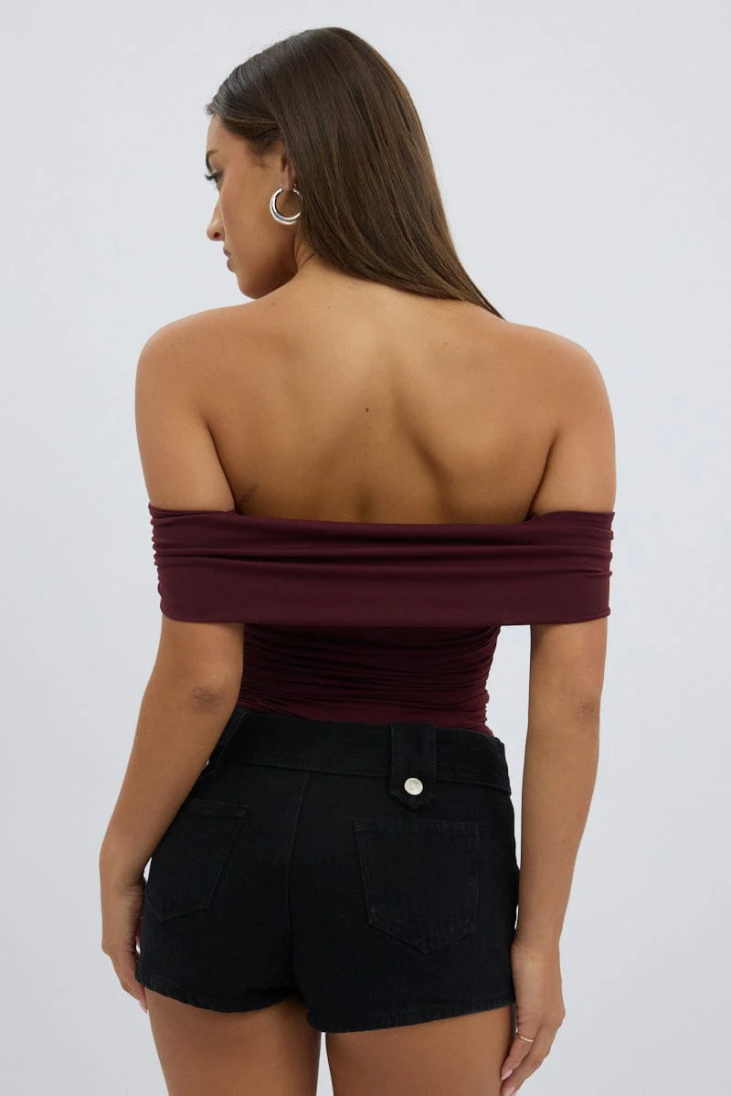 Red Off Shoulder Top Supersoft - Image 5