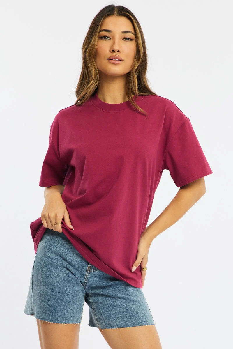 Red Oversized Tee Short Sleeve