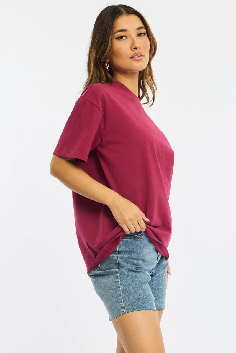 Red Oversized Tee Short Sleeve - Image 3
