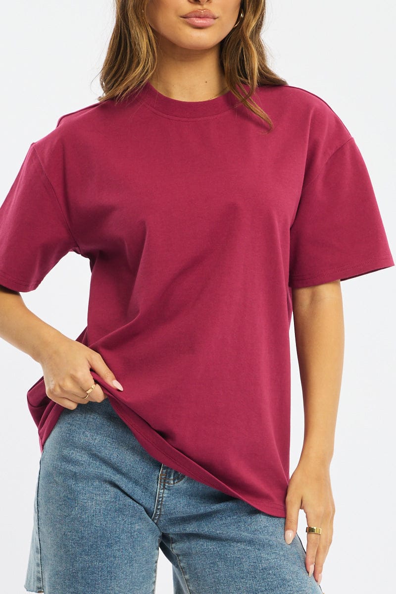 Red Oversized Tee Short Sleeve - Image 5