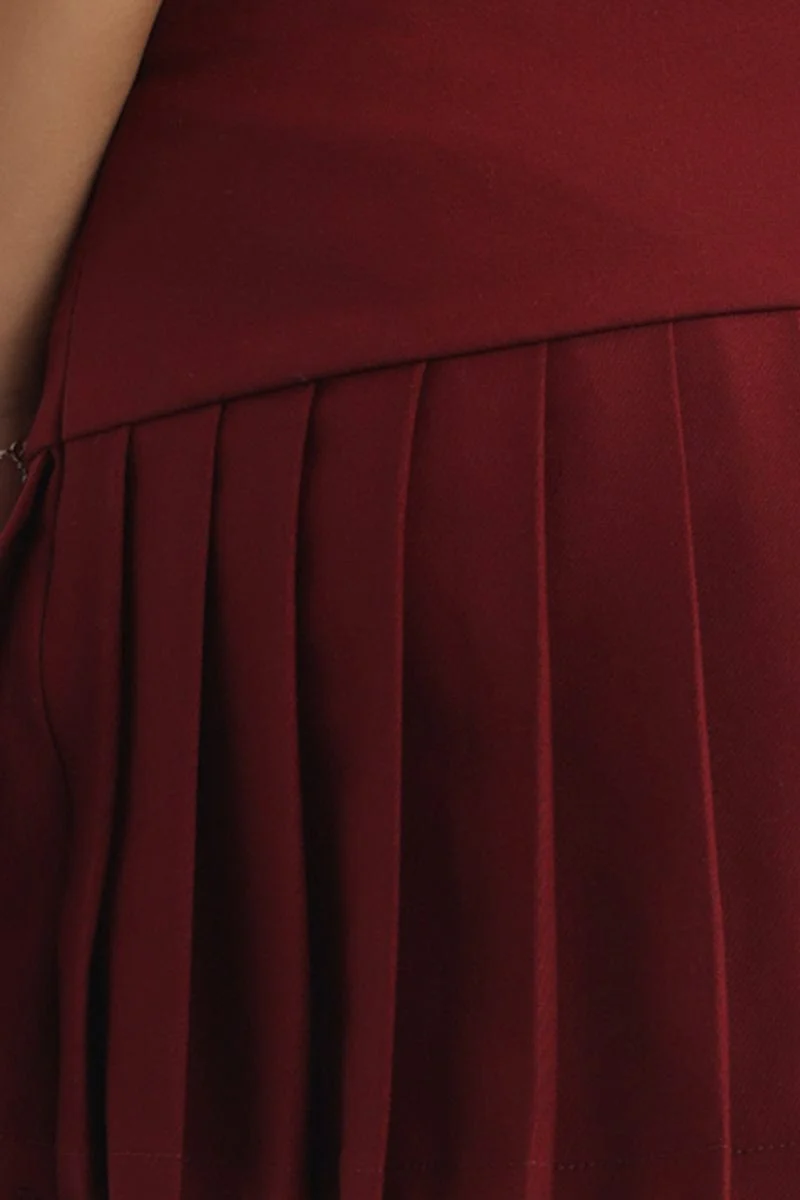 Red Pleated Skort Skirt - Image 5