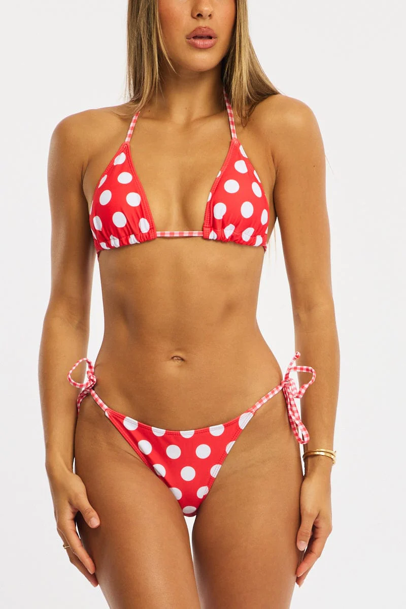 Red Polka Dot Triangle Bikini Set - Image 5