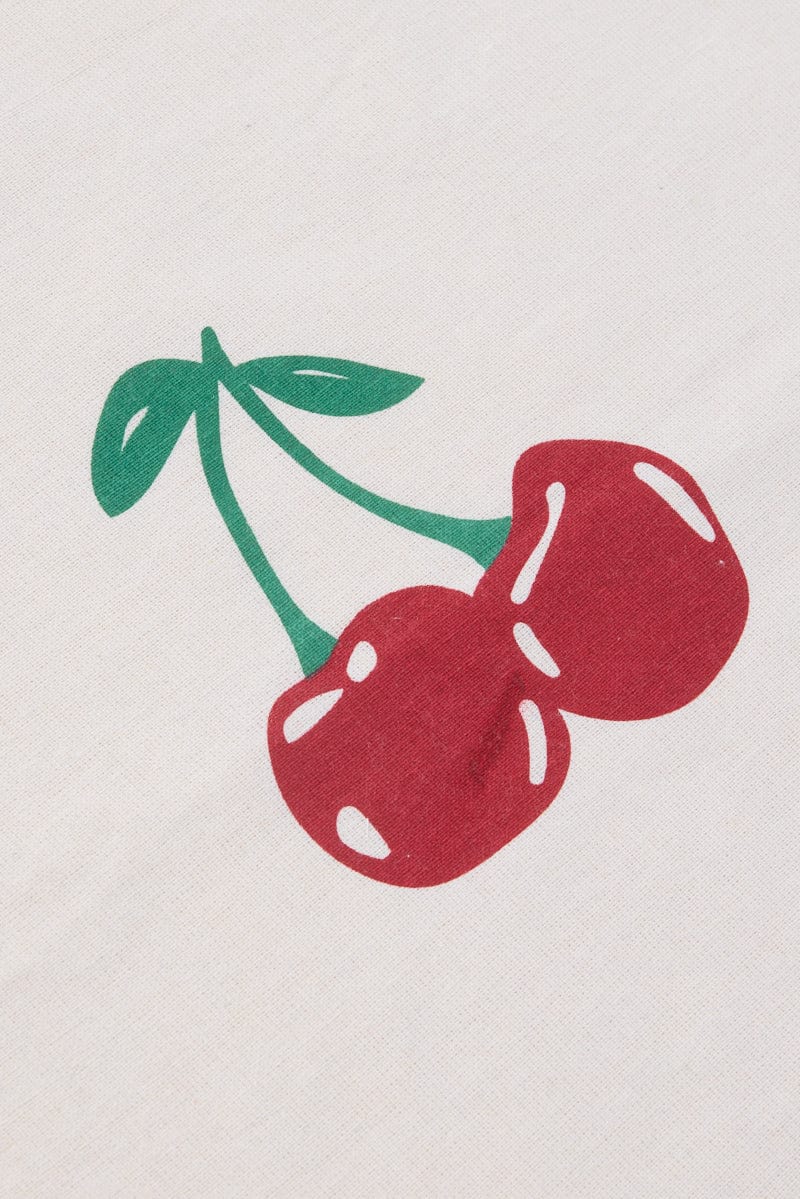 Red Print Tote Bag Printed Cherry - Image 2