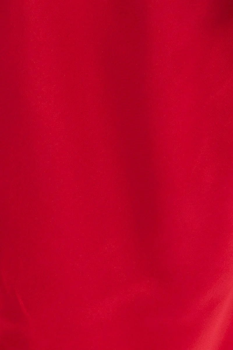 Red Satin PJ Bralette Ruffle Pyjama Set - Image 6