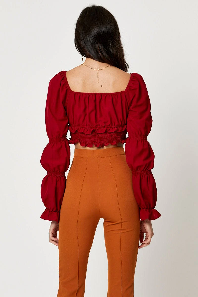 Red Scoop Neck Top - Image 4