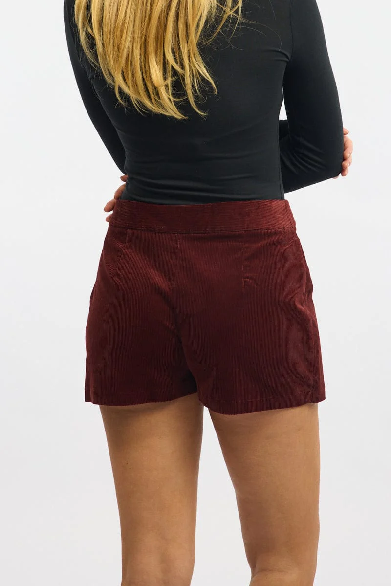 Red Skort Mini Corduroy Skirt - Image 4