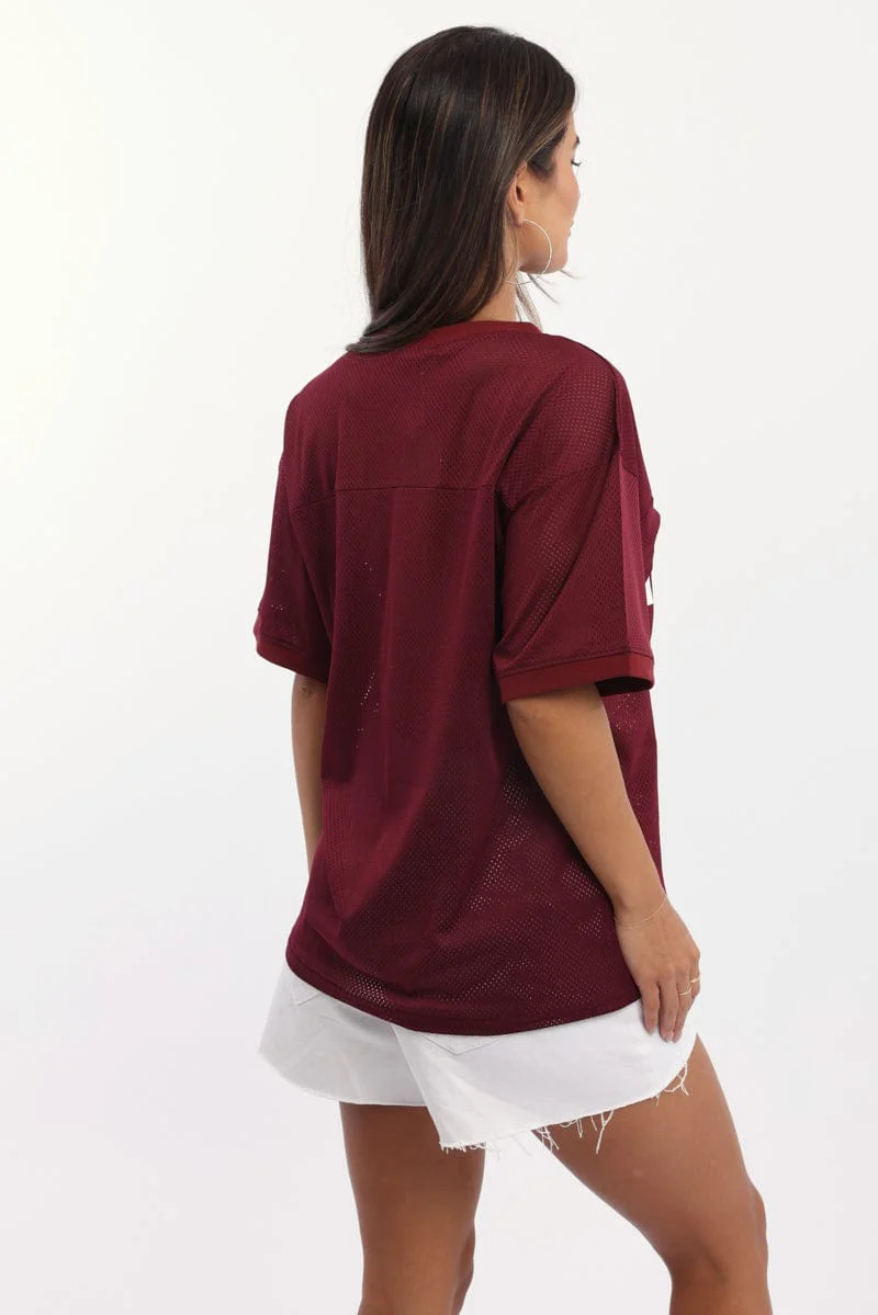 Red Sport Tee Short Sleeve V Neck - Image 4