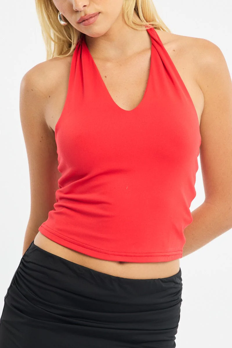 Red Supersoft Halter Neck Top - Image 5