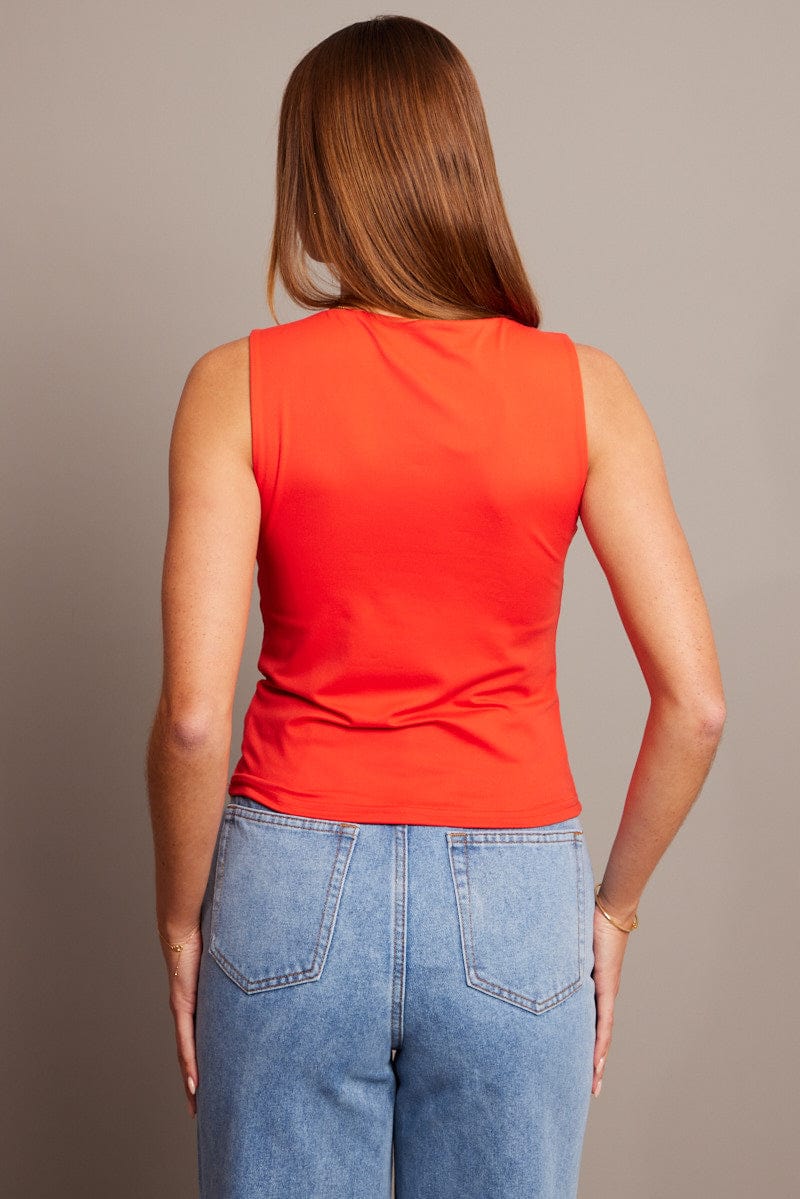 Red Supersoft Tank Scoop Neck Sleeveless Ribbon - Image 5