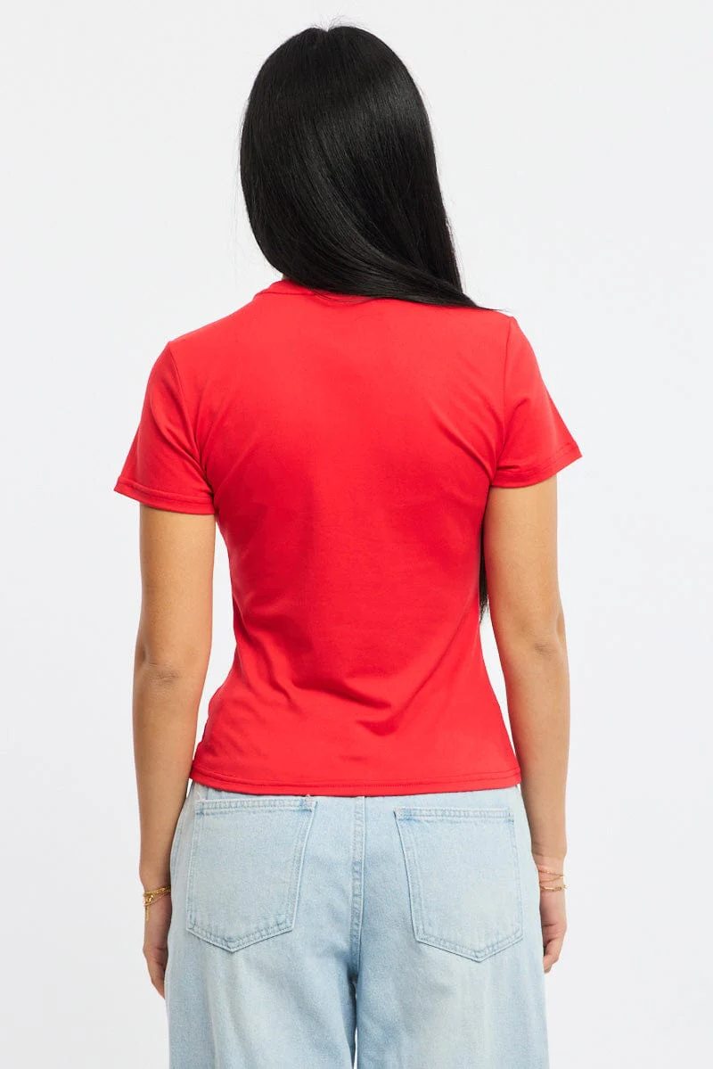 Red T-shirt Short Sleeve Crew Neck - Image 4