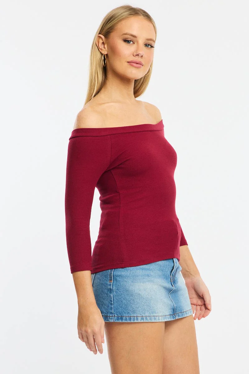 Red Top 3/4 Sleeve - Image 3