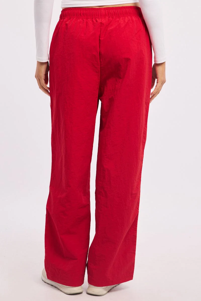 Red Track Pants Side Stripe - Image 5