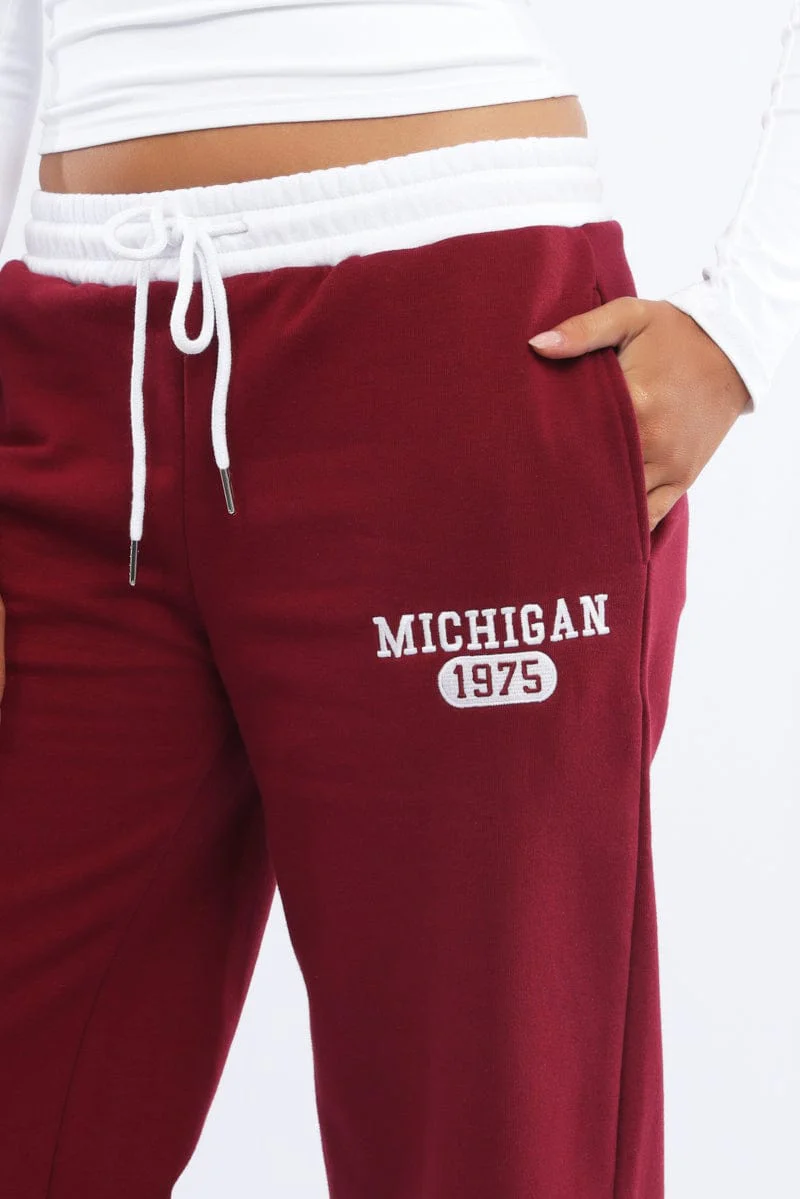 Red Track Pants Wide Leg - Image 5