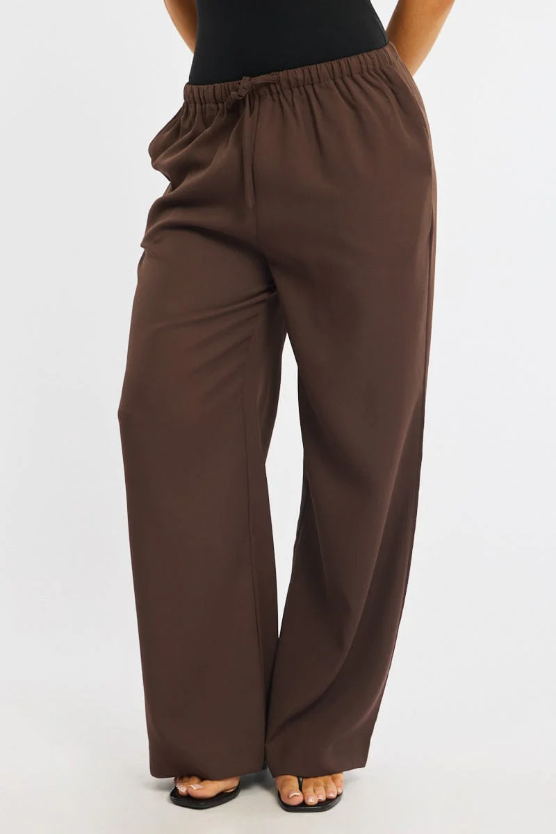 Red Wide Leg Pants Elasticated Waist - Image 2