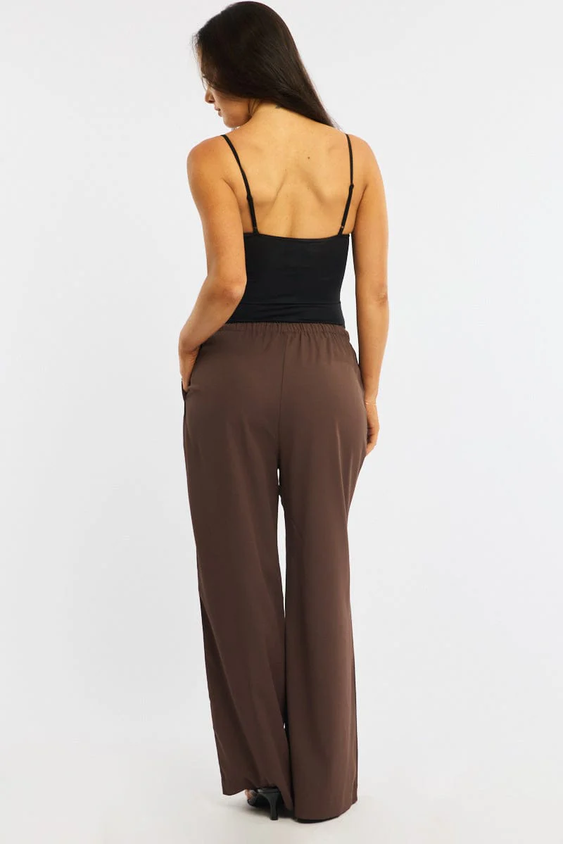 Red Wide Leg Pants Elasticated Waist - Image 5