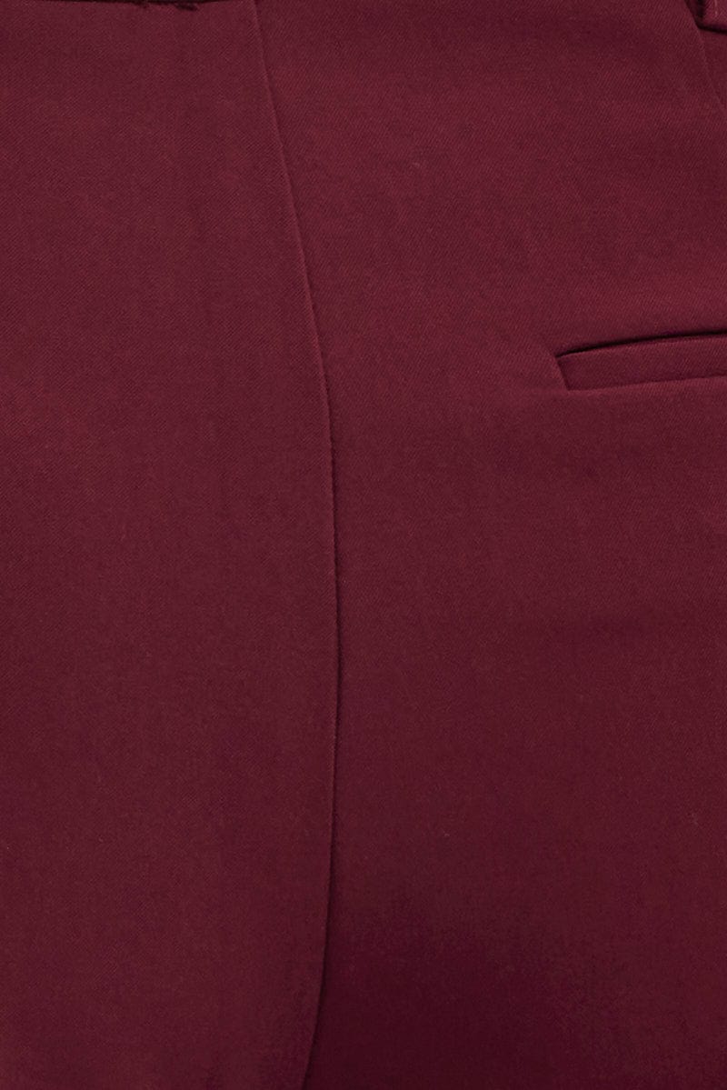 Red Wide Leg Pants Low Rise Cross over Waistband - Image 6