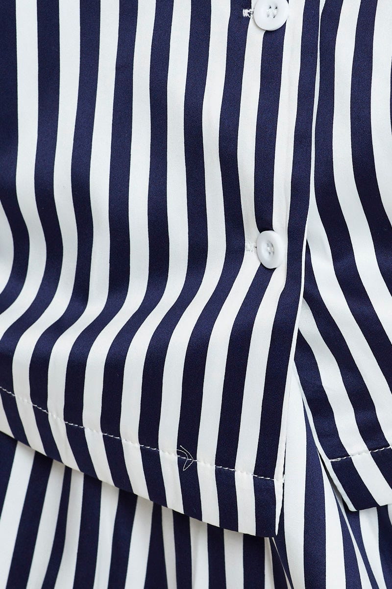Stripe Satin Pajamas Set Short Sleeve - Image 6