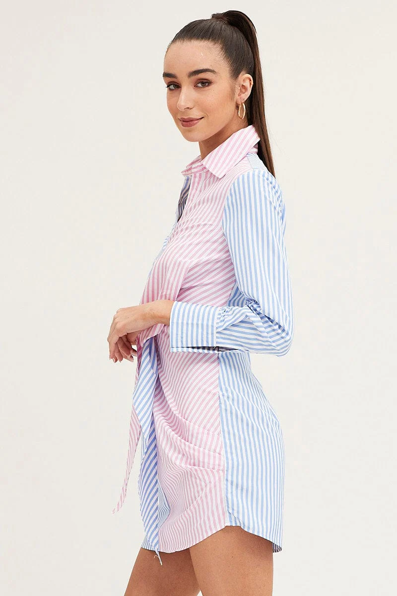 Stripe Shirt Dress Long Sleeve - Image 4