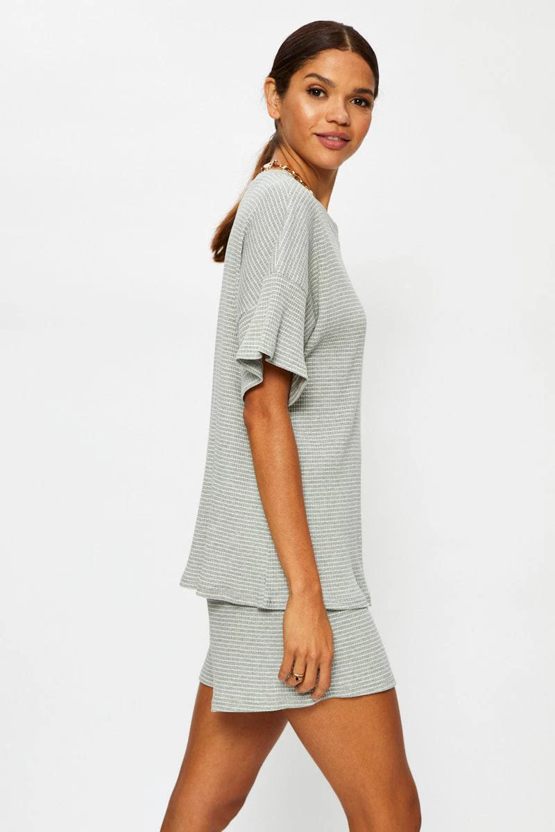 Stripe T Shirt And Short Lounge Set - Image 4