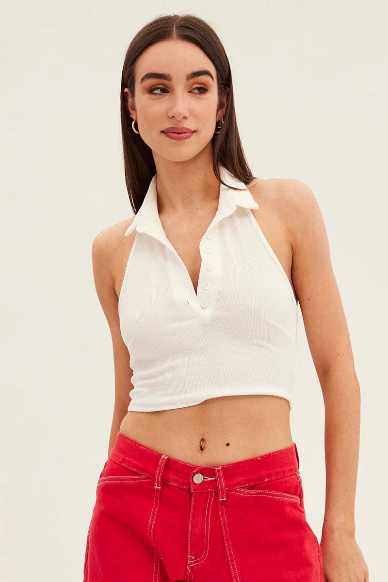 White Backless Crop Top - Image 3