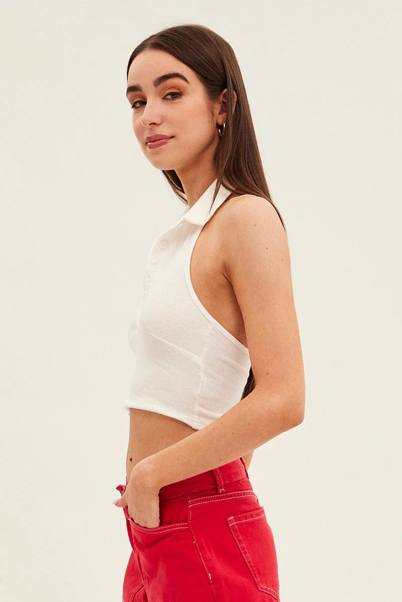 White Backless Crop Top - Image 4