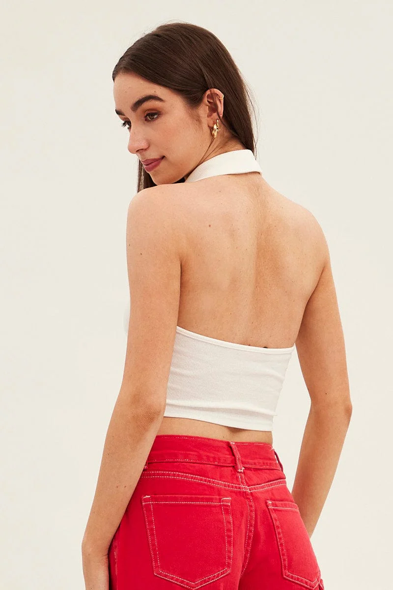 White Backless Crop Top - Image 5