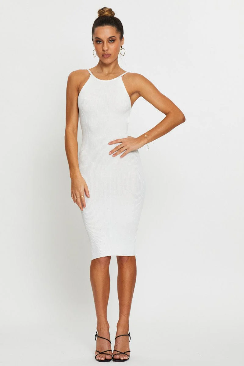 White Bodycon Dress Knit - Image 3