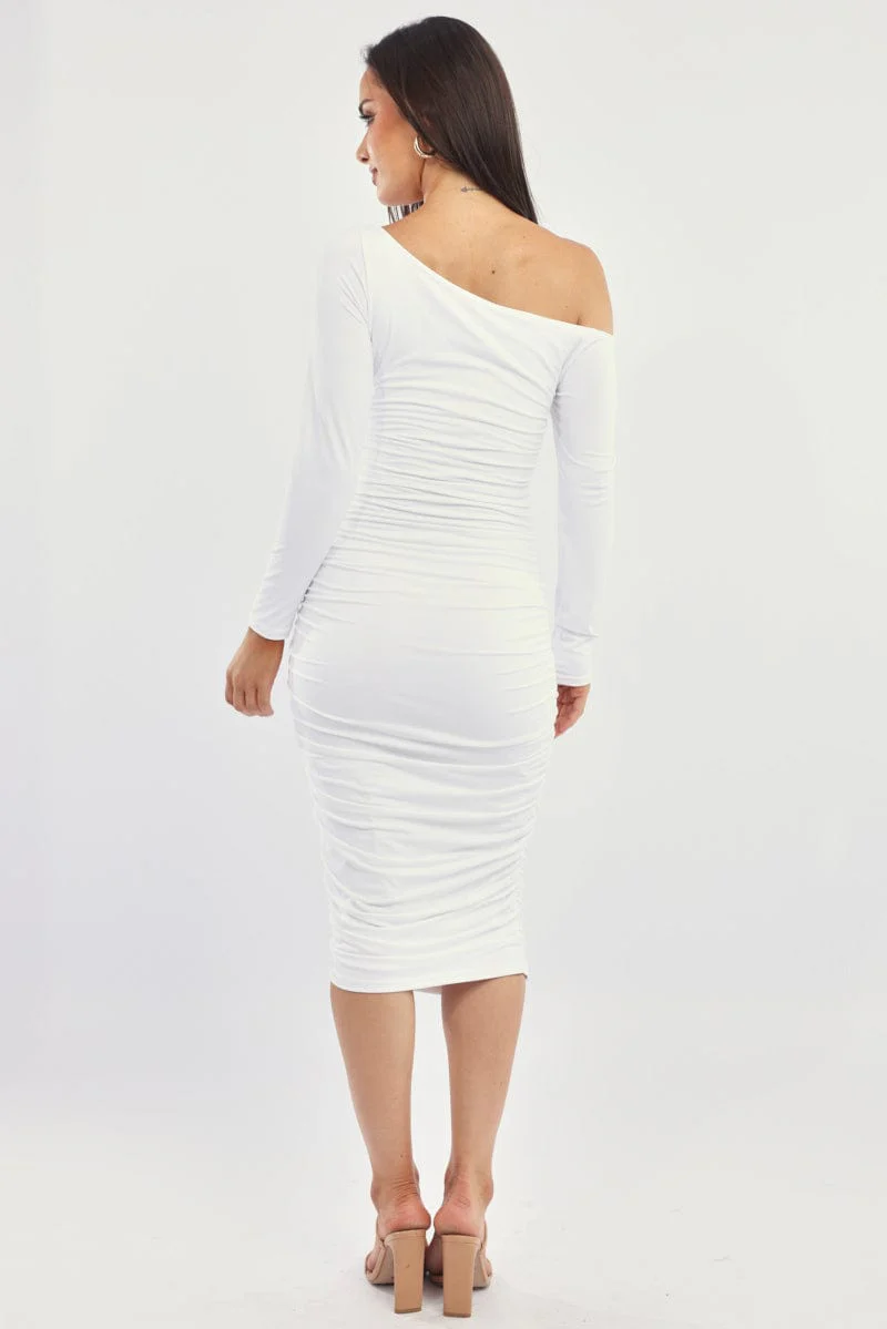 White Bodycon Dress Long Sleeve - Image 4